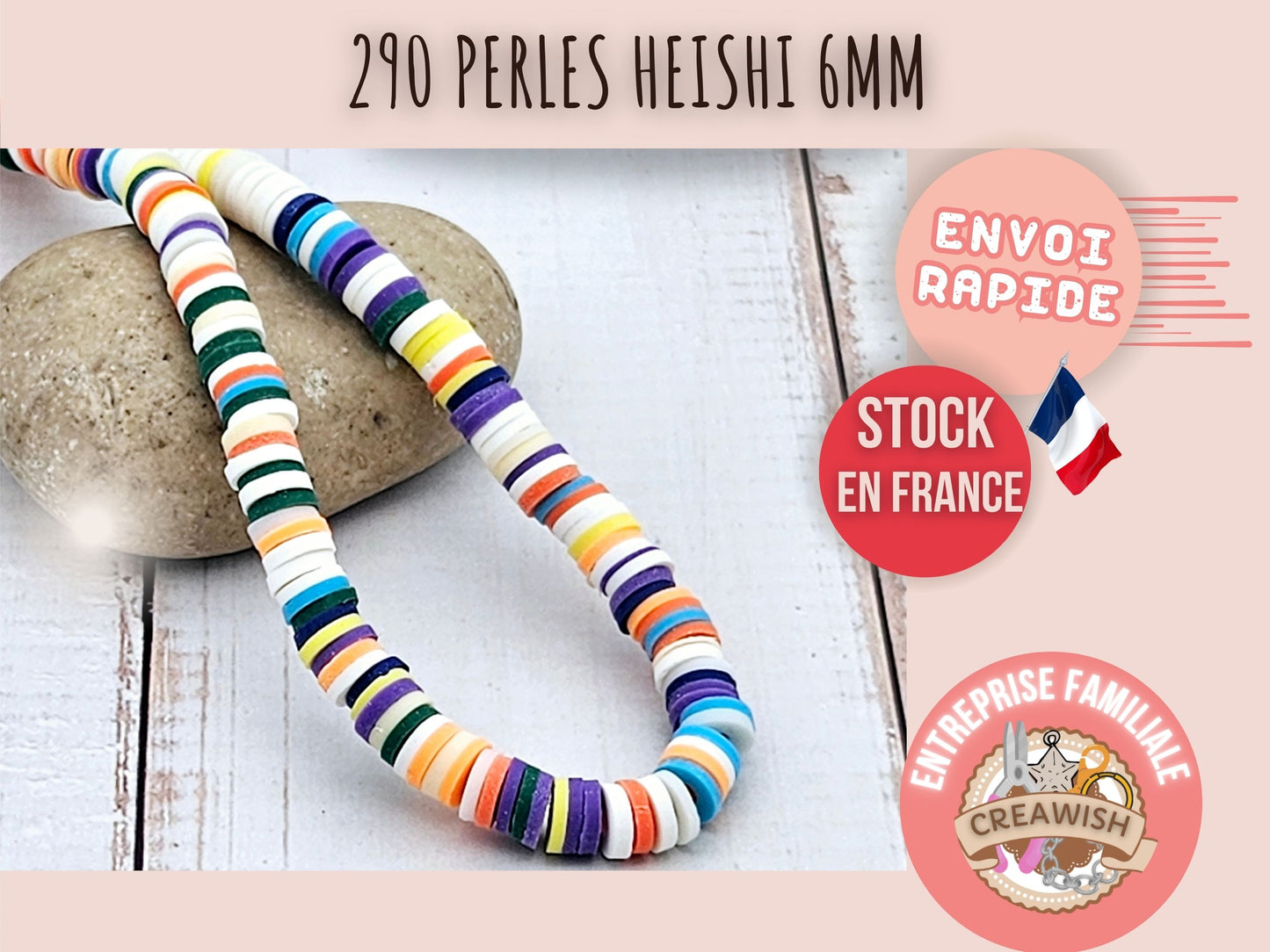 290 perles heishi multicolores 6mm