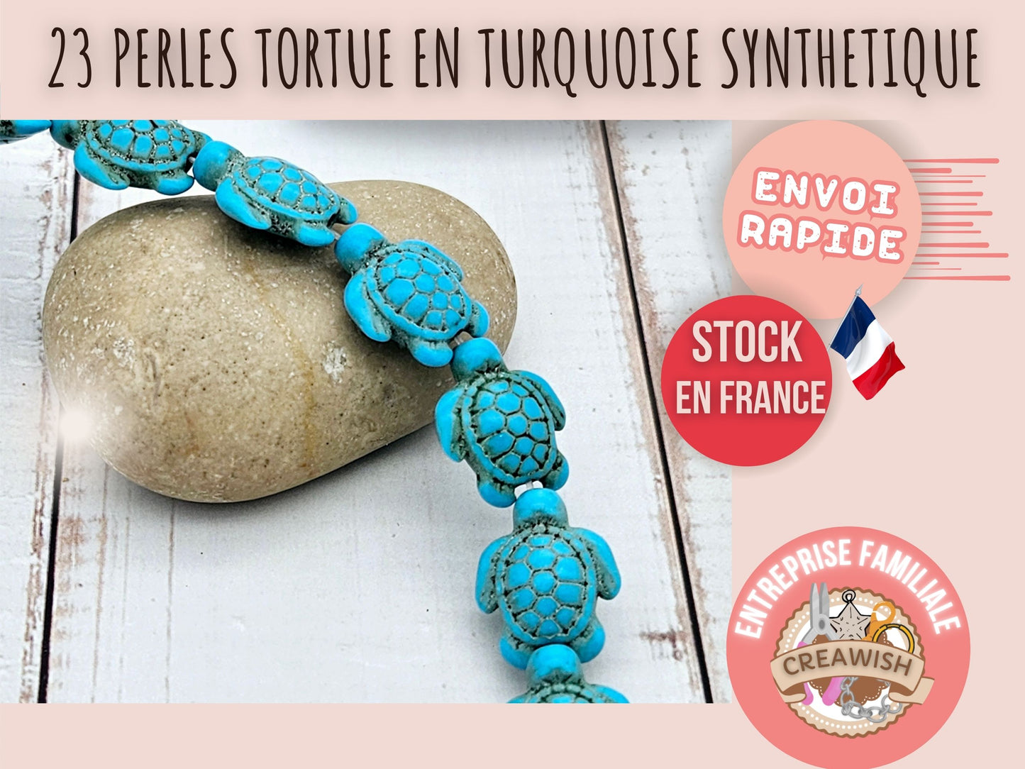 23 perles tortue en turquoise synthétique