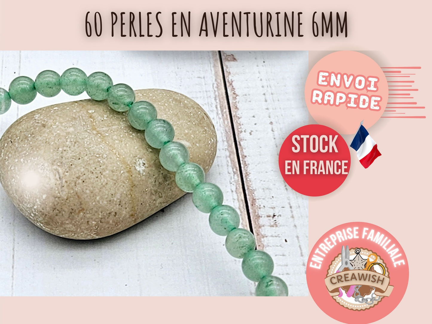 60 perles aventurine rondes 6mm