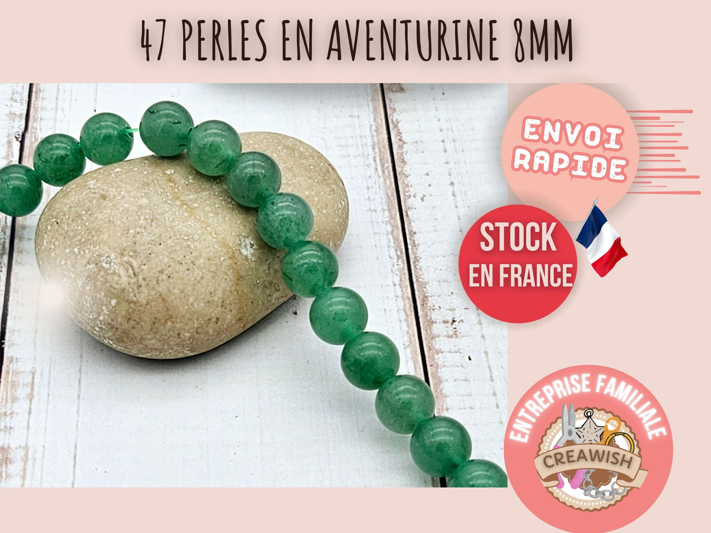 47 perles aventurine rondes 8mm