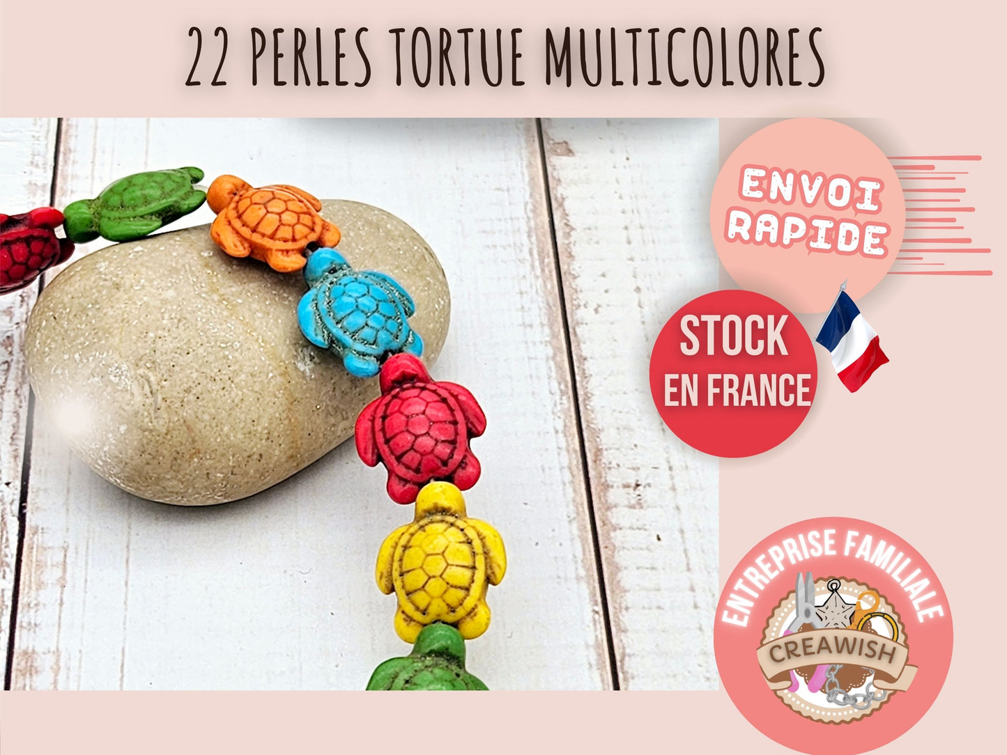 22 perles tortue multicolores en turquoise synthétique