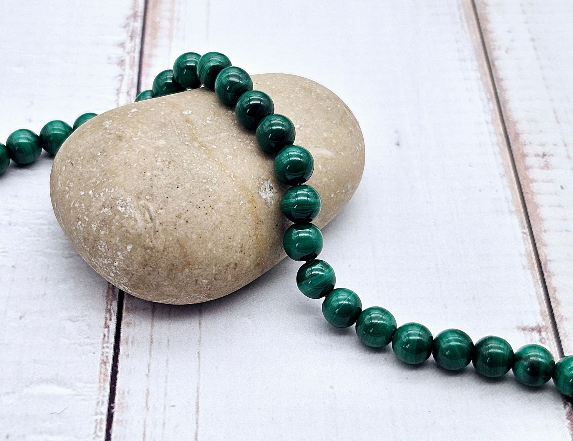 20 perles malachite rondes 6mm