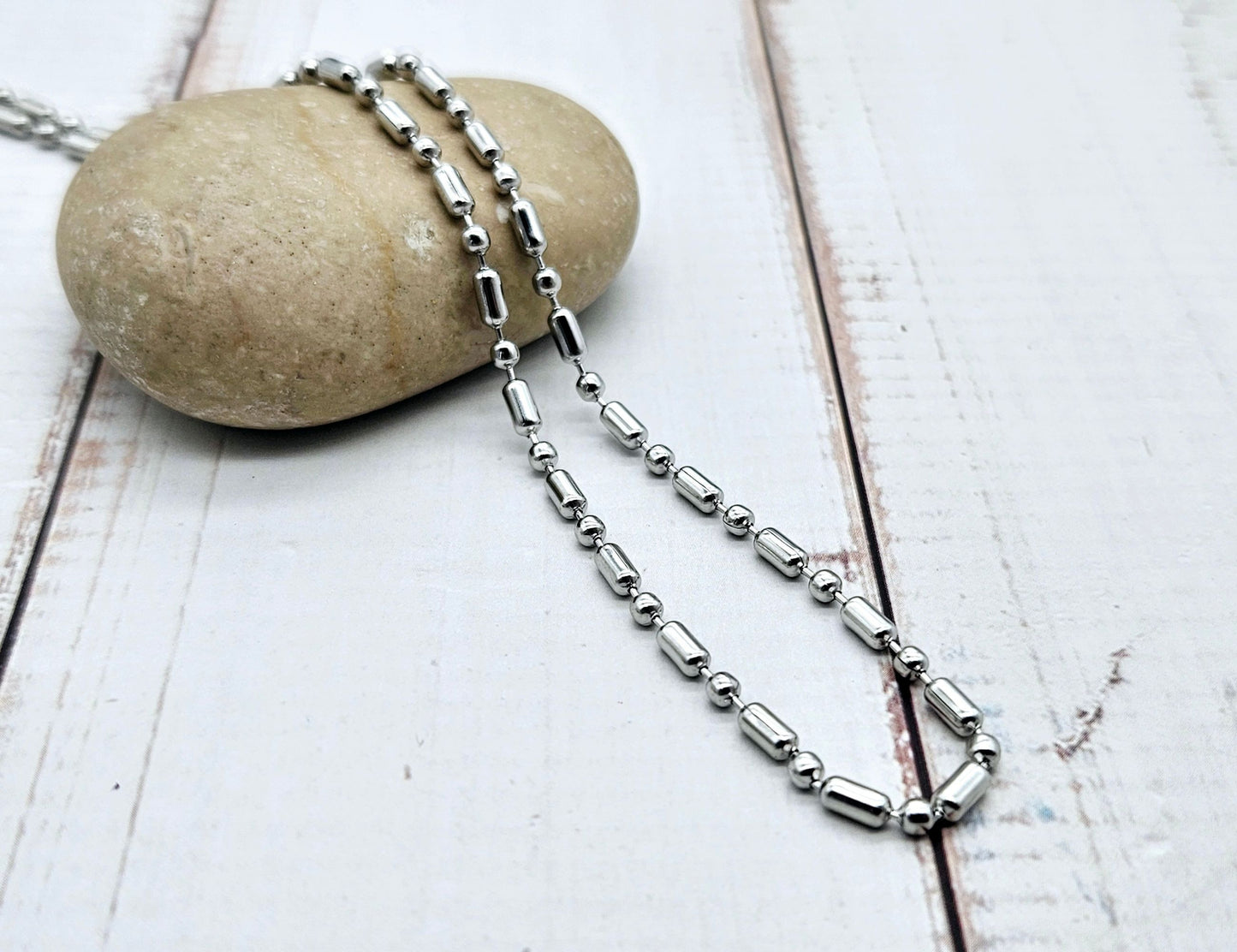 Chaîne à billes alternées 2,4mm acier inoxydable, 1 mètre