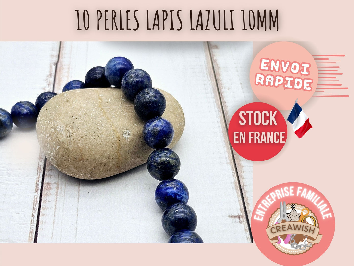 10 perles lapis lazuli 10mm