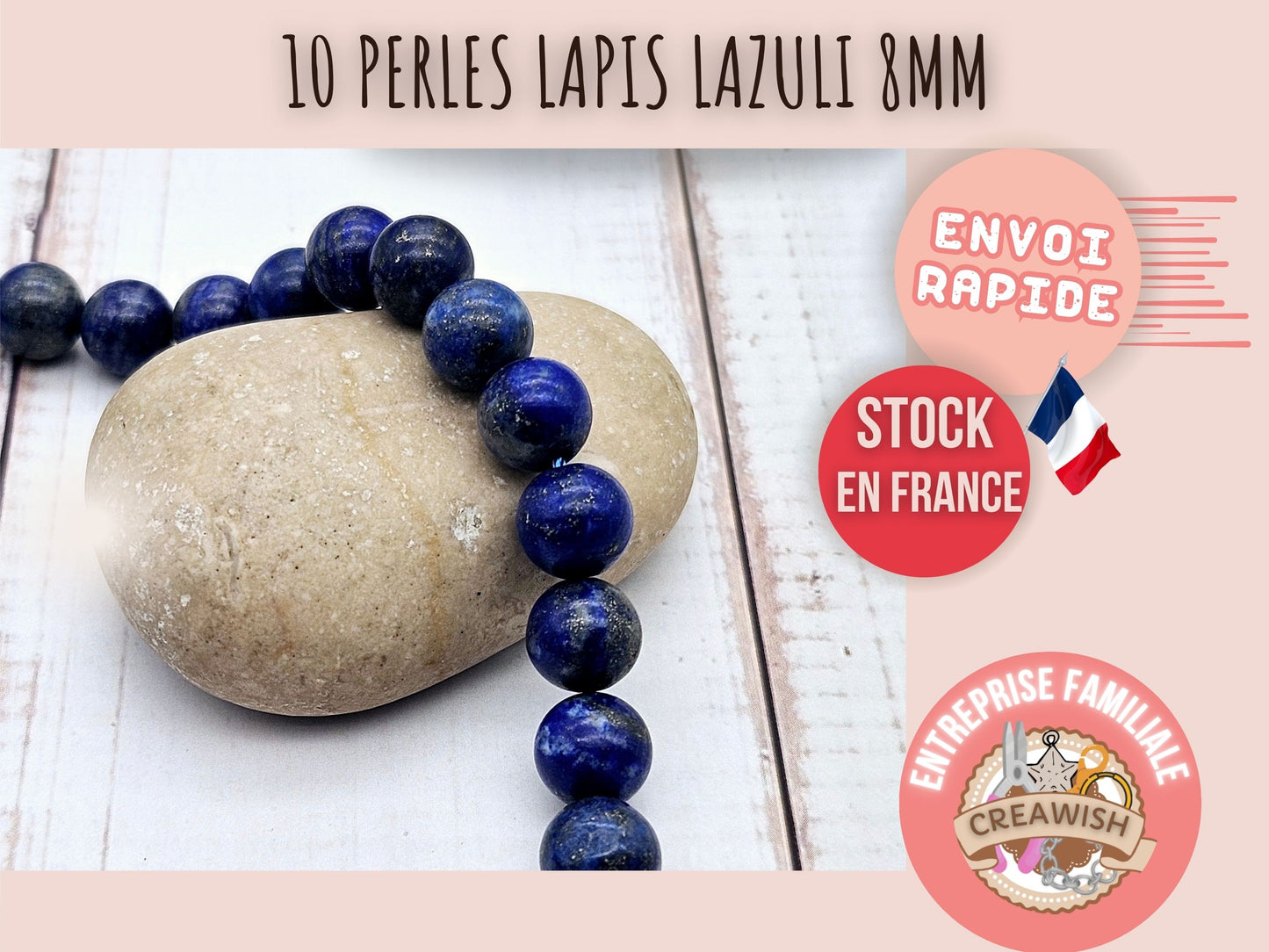 10 perles lapis lazuli 8mm