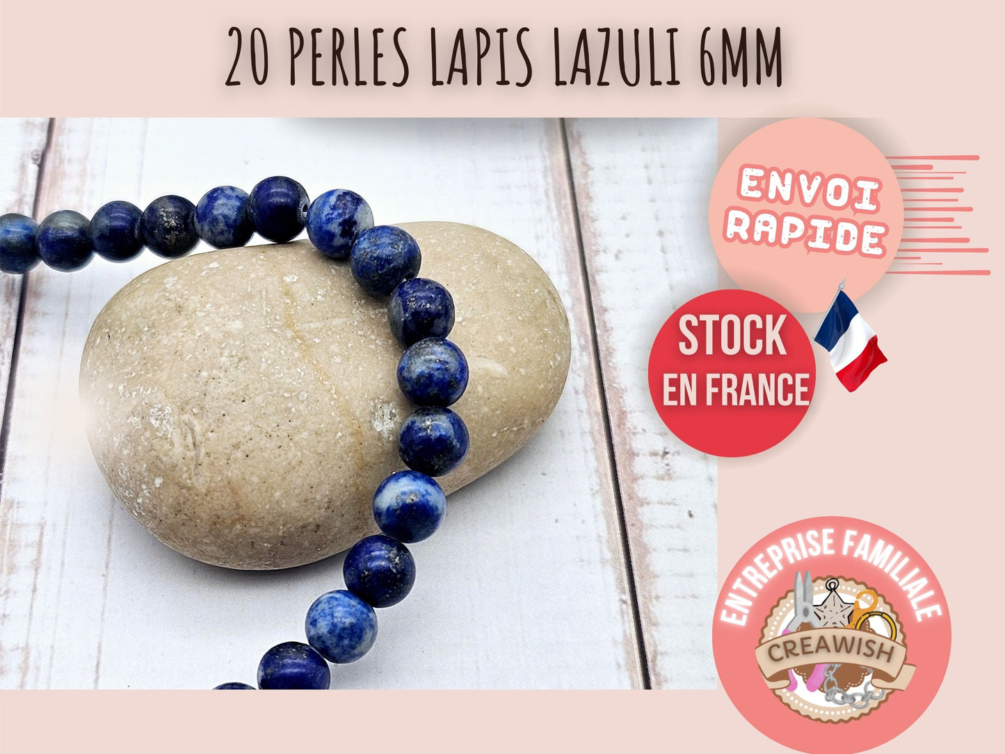 20 perles lapis lazuli 6mm