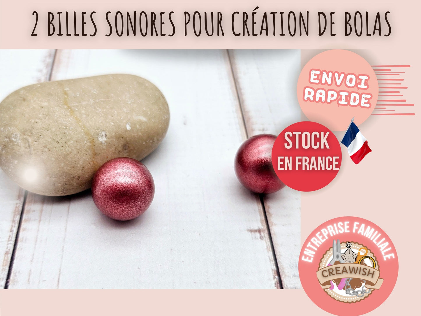 2 perles sonores 16mm couleur rouge indien création bolas de grossesse