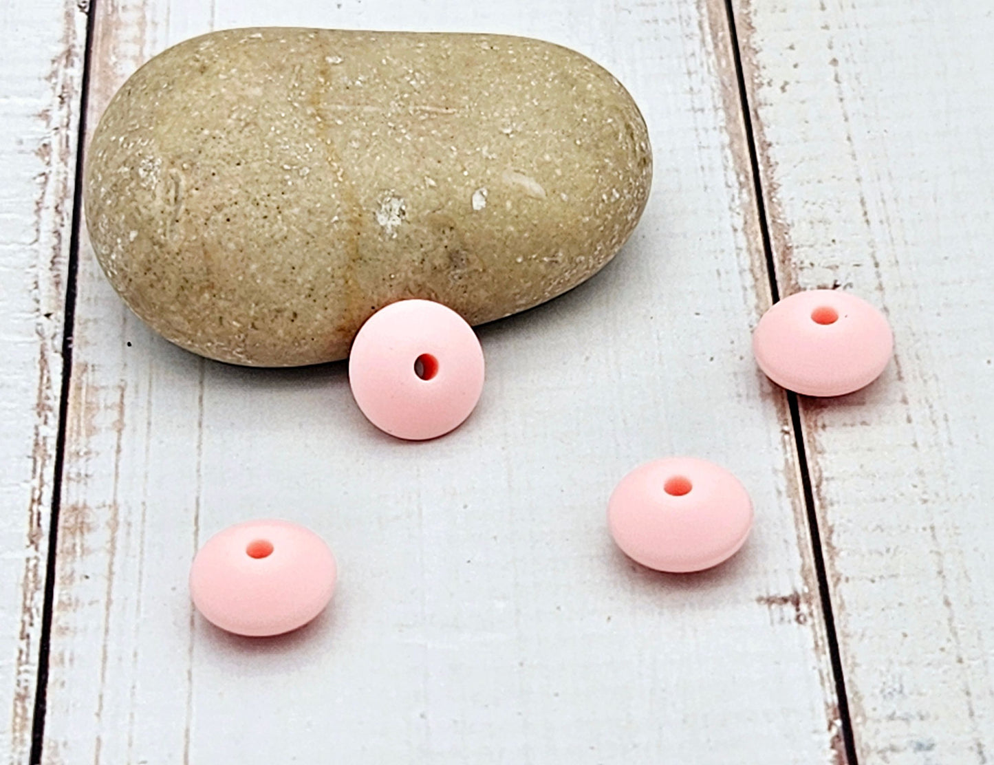 10 perles lentilles en silicone 12mm rose pastel