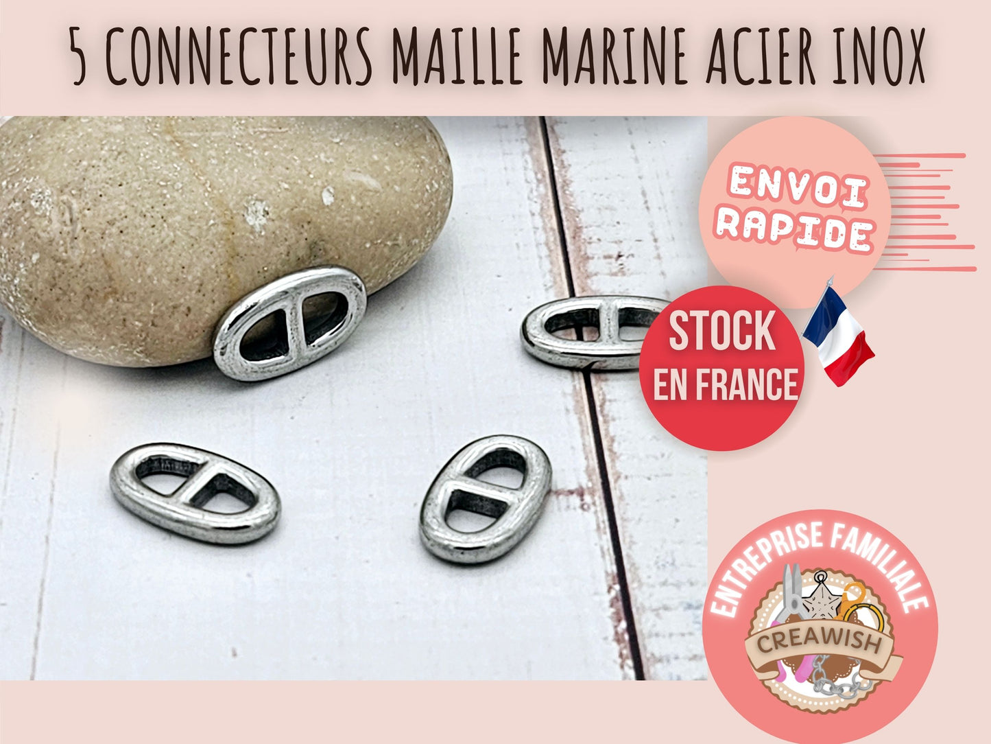 5 connecteurs maille marine acier inoxydable