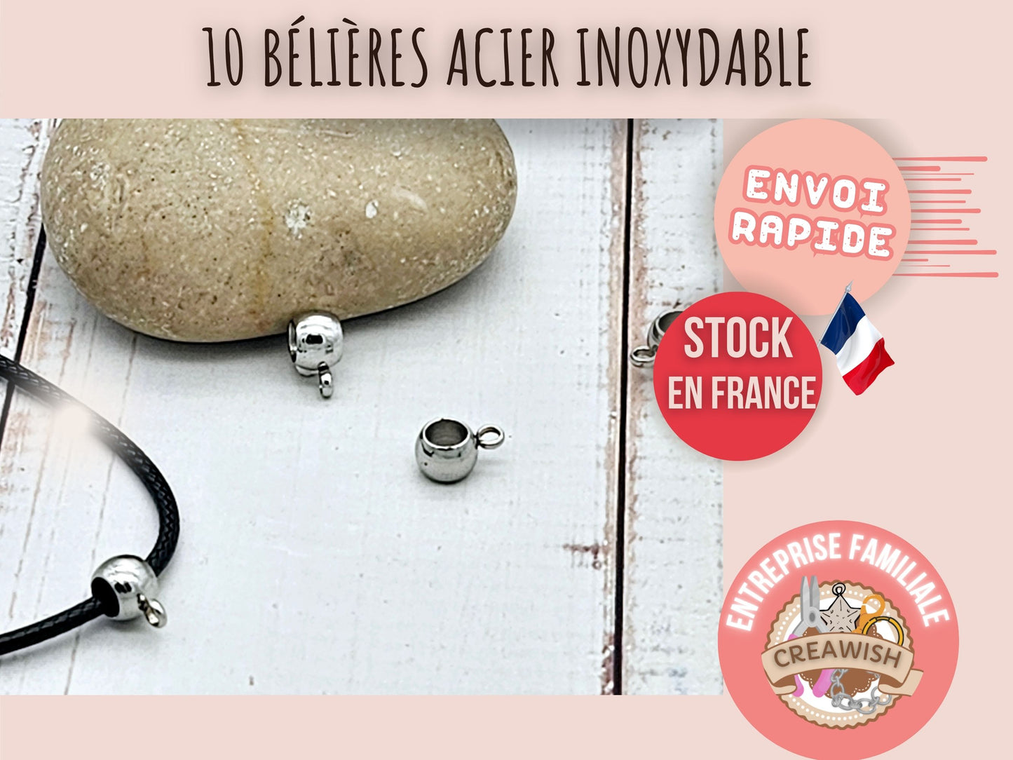 10 bélières acier inoxydable 9x5mm