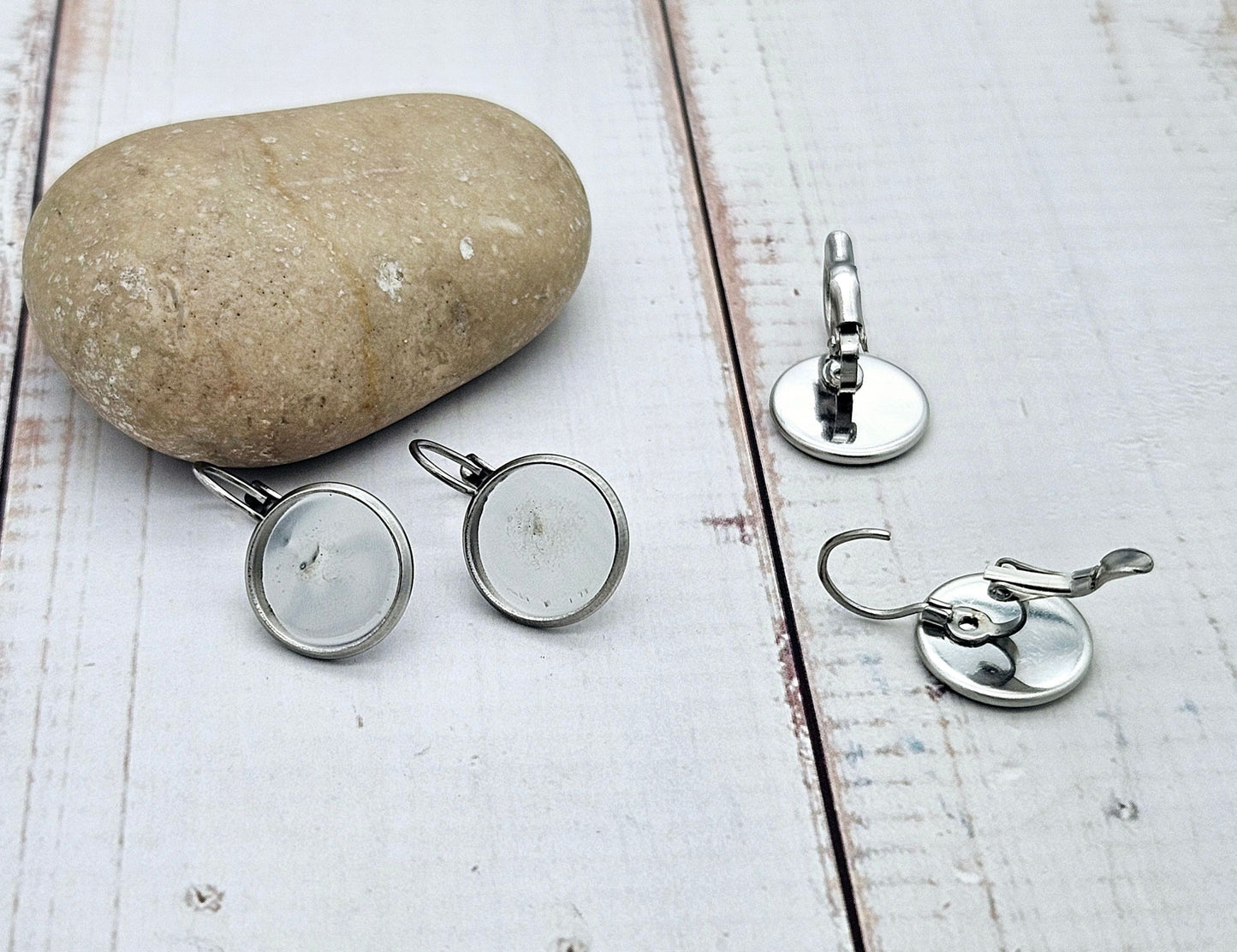 10 dormeuses acier inoxydable plateau cabochon 12mm