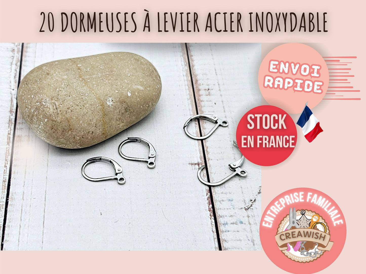 20 dormeuses à levier acier inoxydable