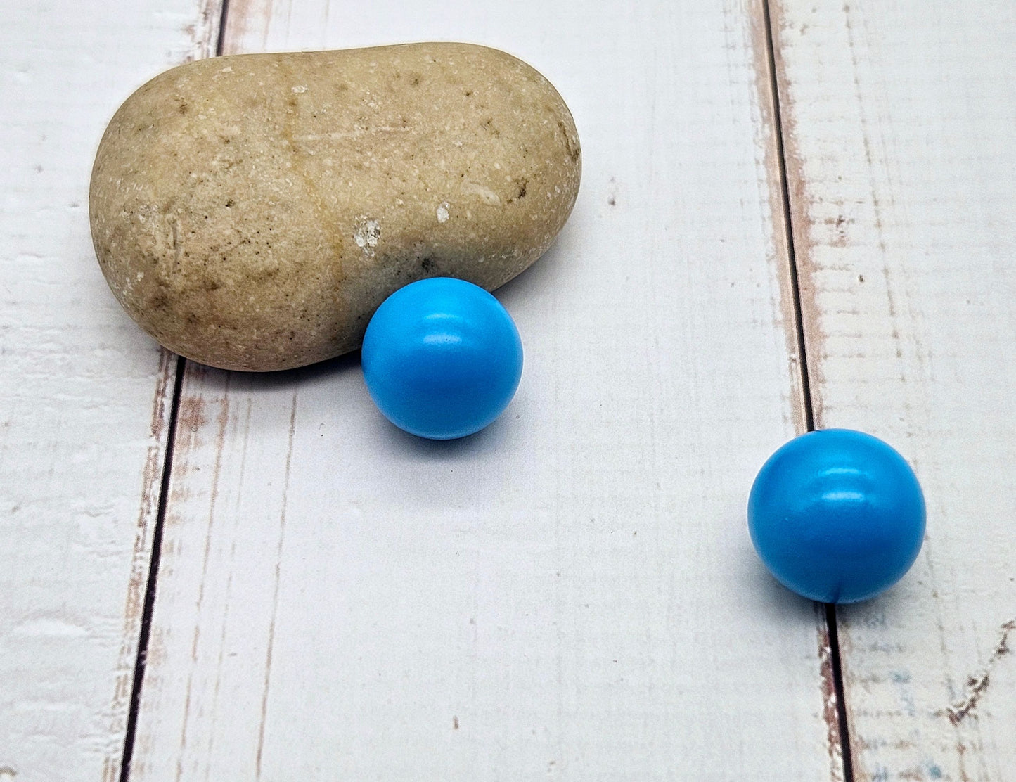 2 perles sonores 16mm couleur bleu création bolas de grossesse