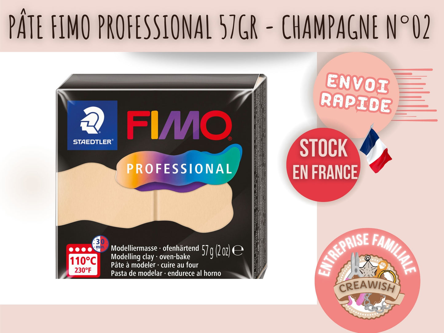 Pâte Fimo Professional 57g - Champagne n 02