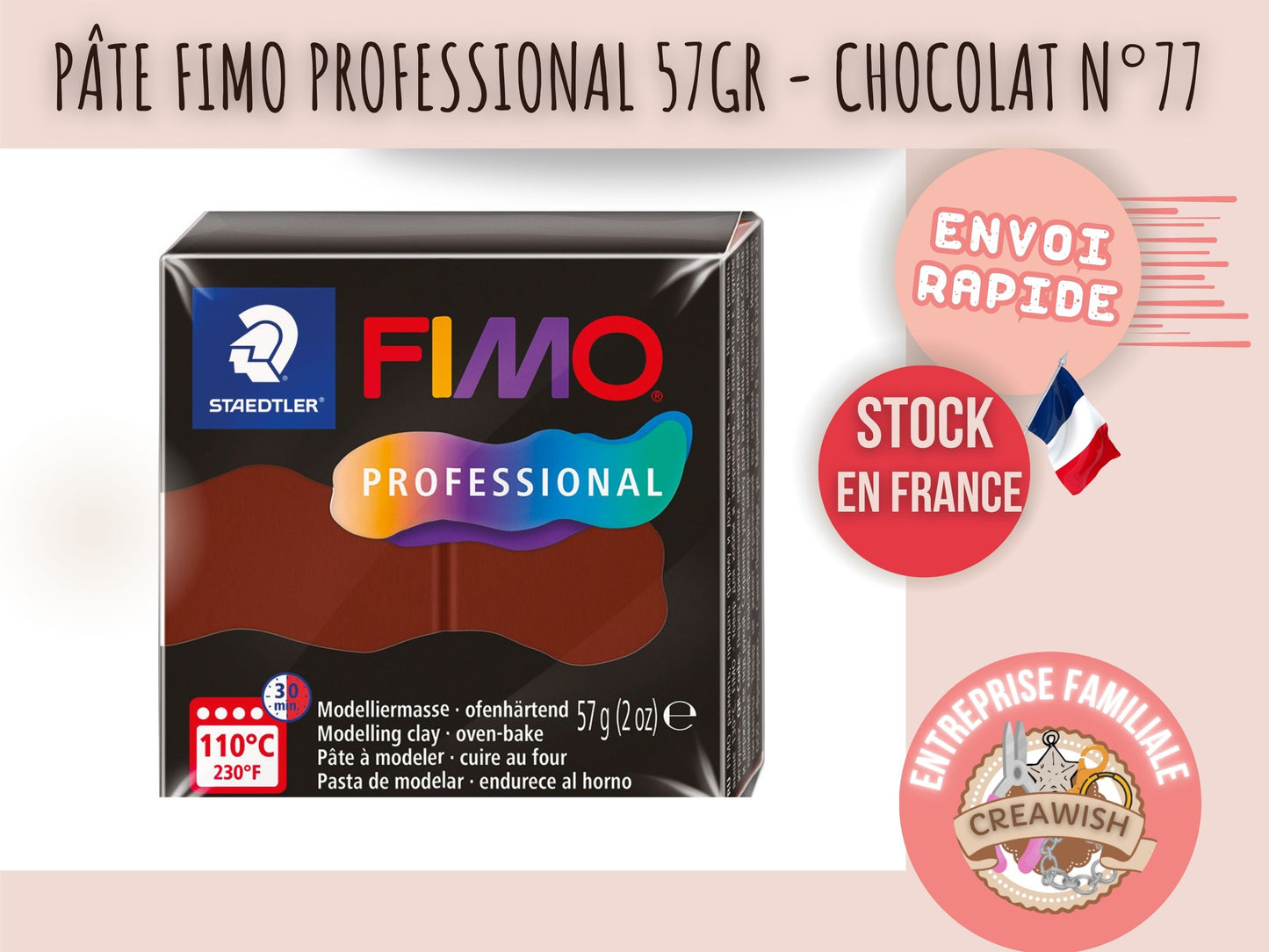 Pâte Fimo Professional 57g – Chocolat n°77