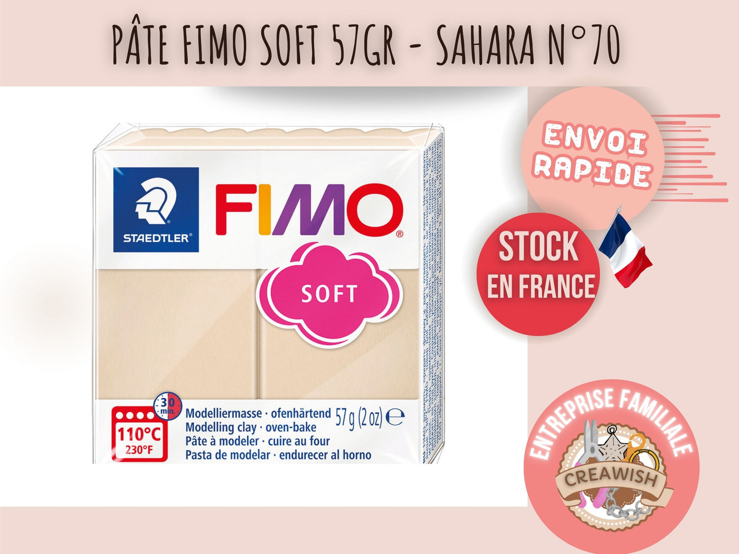 Pâte Fimo Soft 57g – Sahara n°70