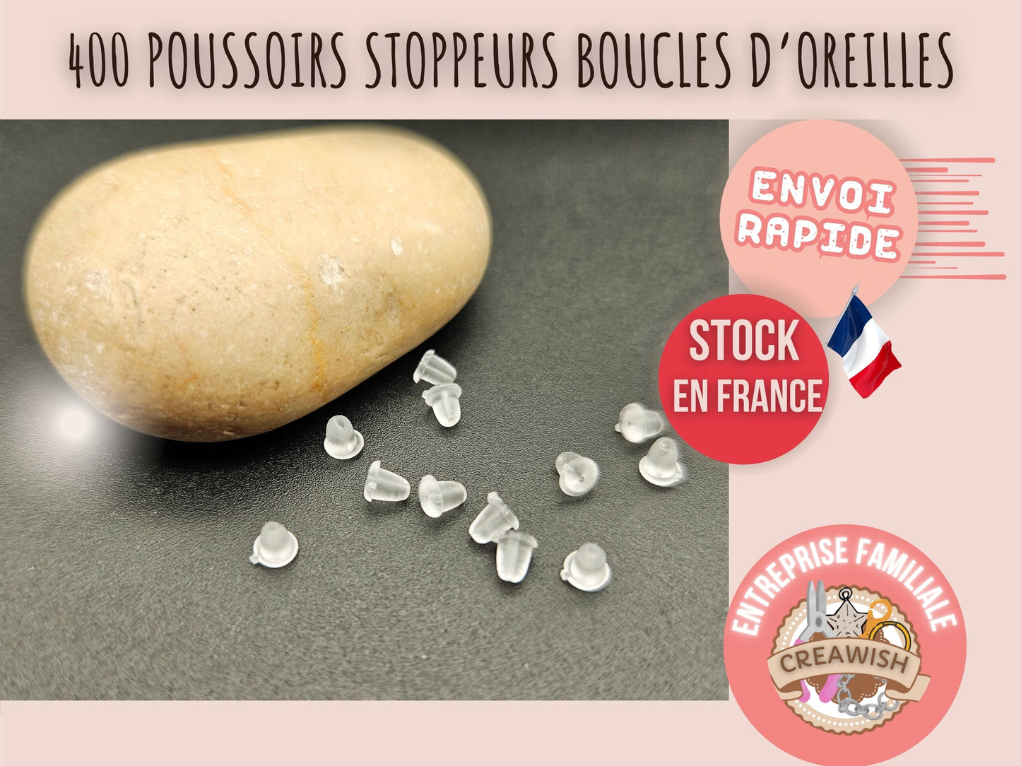 400 poussoirs stoppeurs pour boucles d'oreilles