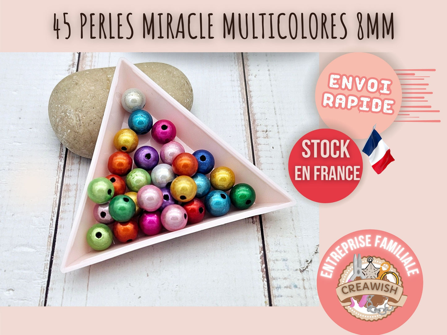 45 perles miracle multicolores 8mm