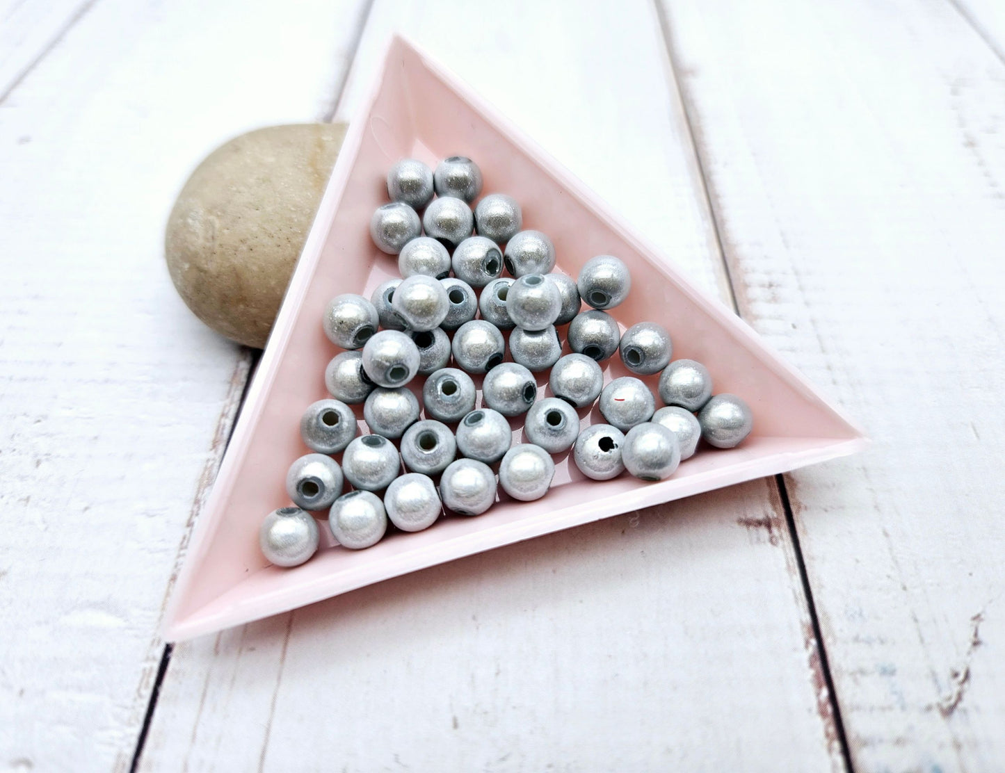 100 perles miracle argentées 6mm