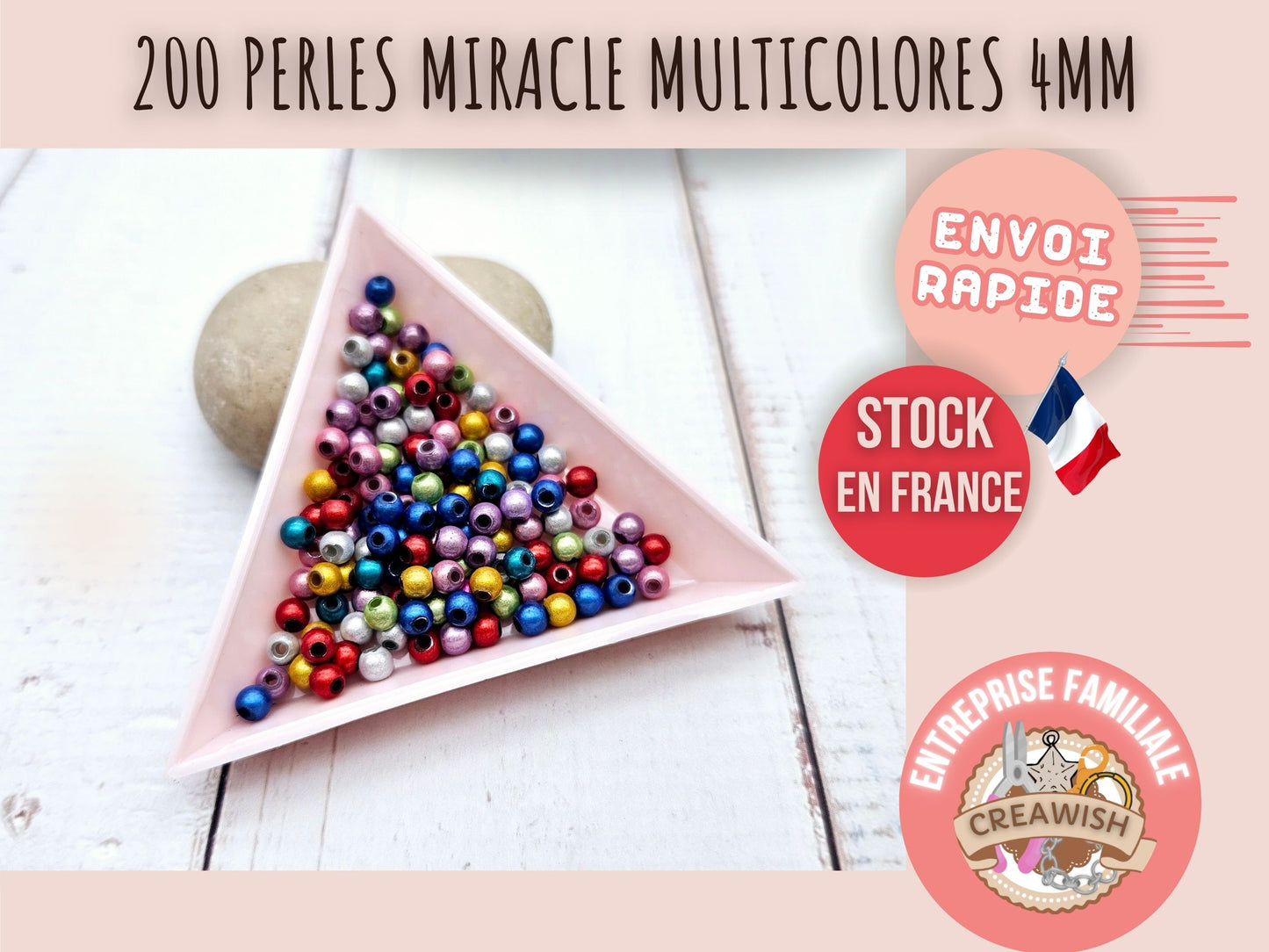 200 perles miracle multicolores 4mm