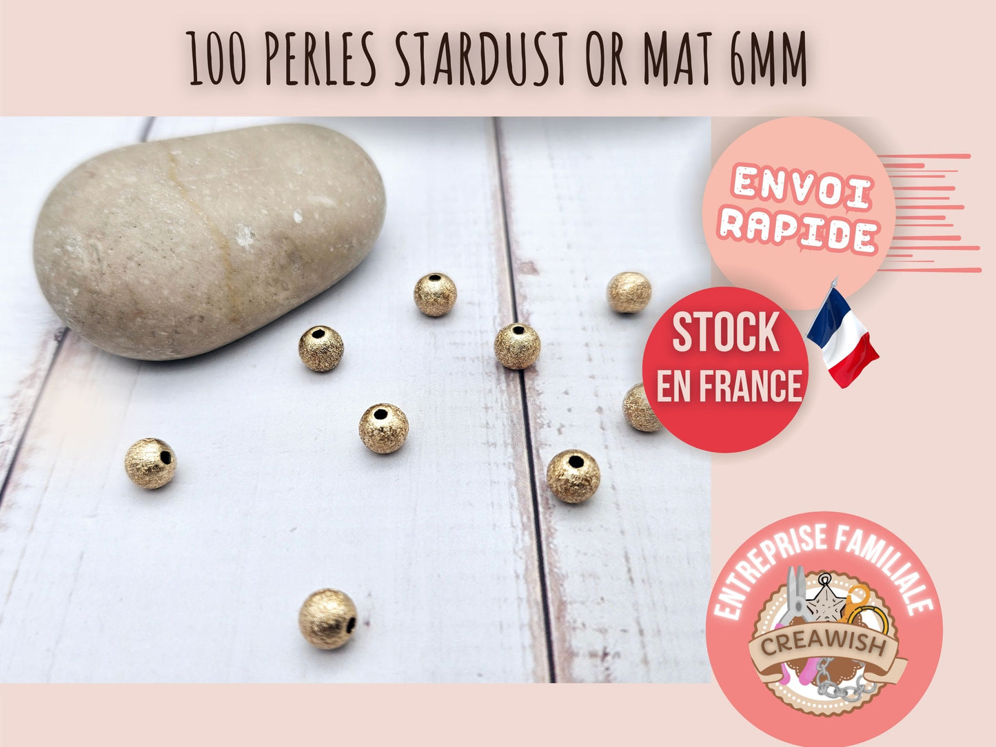 100 perles stardust or mat 6mm