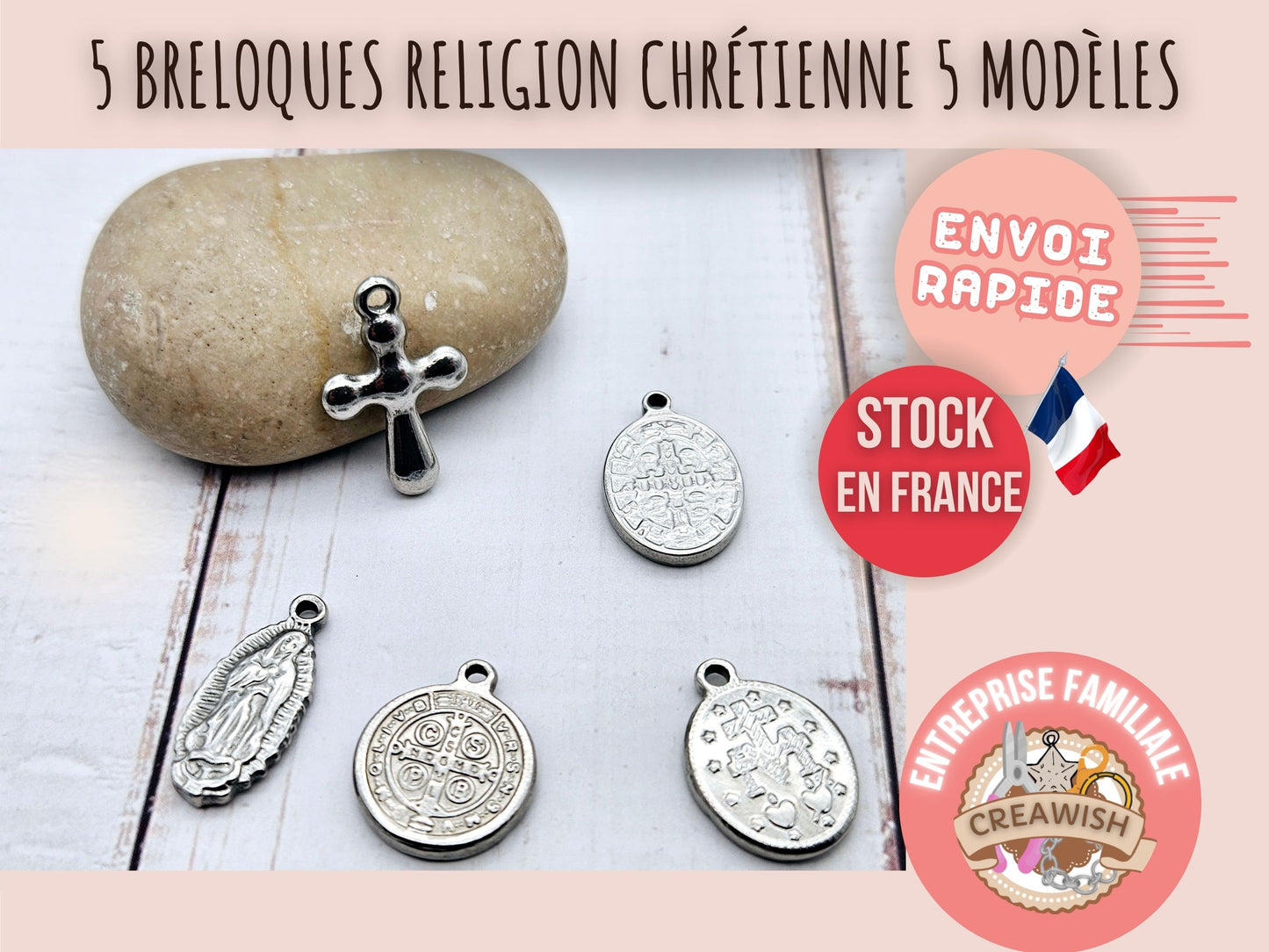 5 breloques religion chrétienne 5 modèles différents