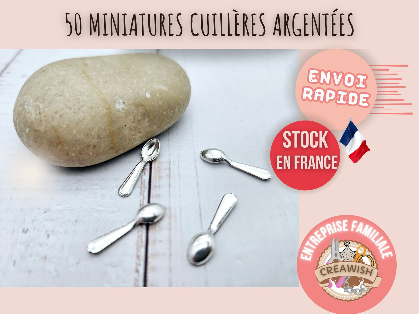50 miniatures cuillères argentées