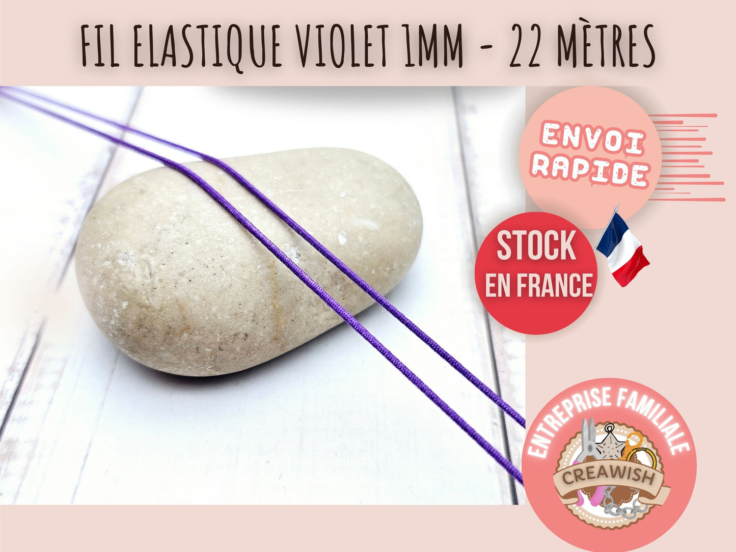Fil élastique violet 1mm – 22 mètres