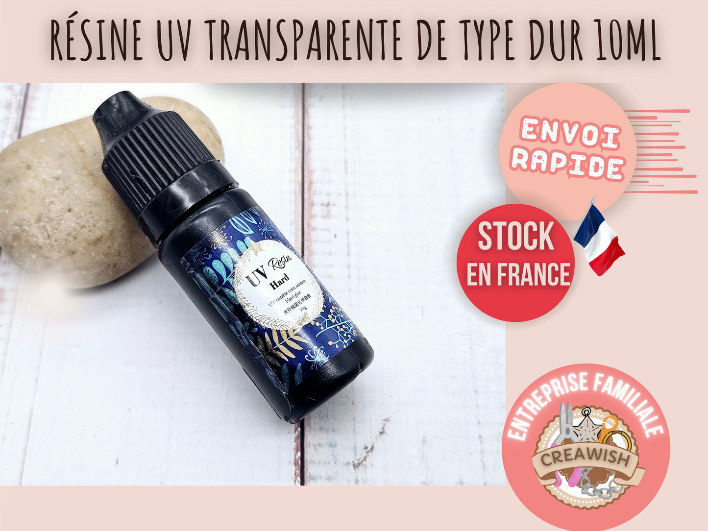 Résine UV transparente de type dur 10gr