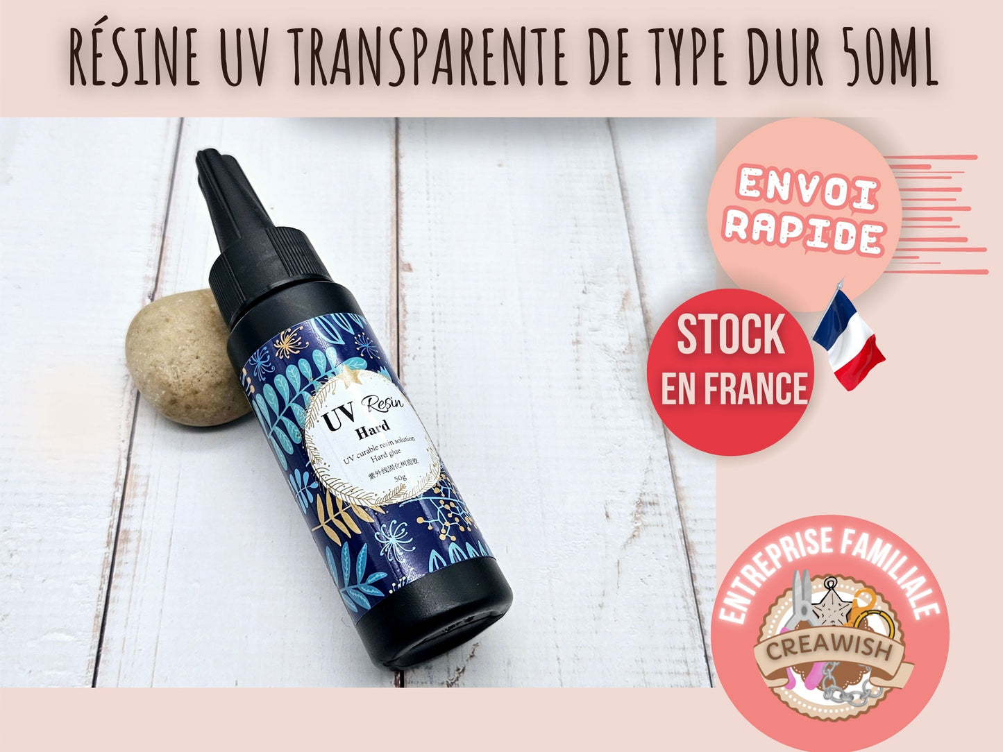 Résine UV transparente de type dur 50gr