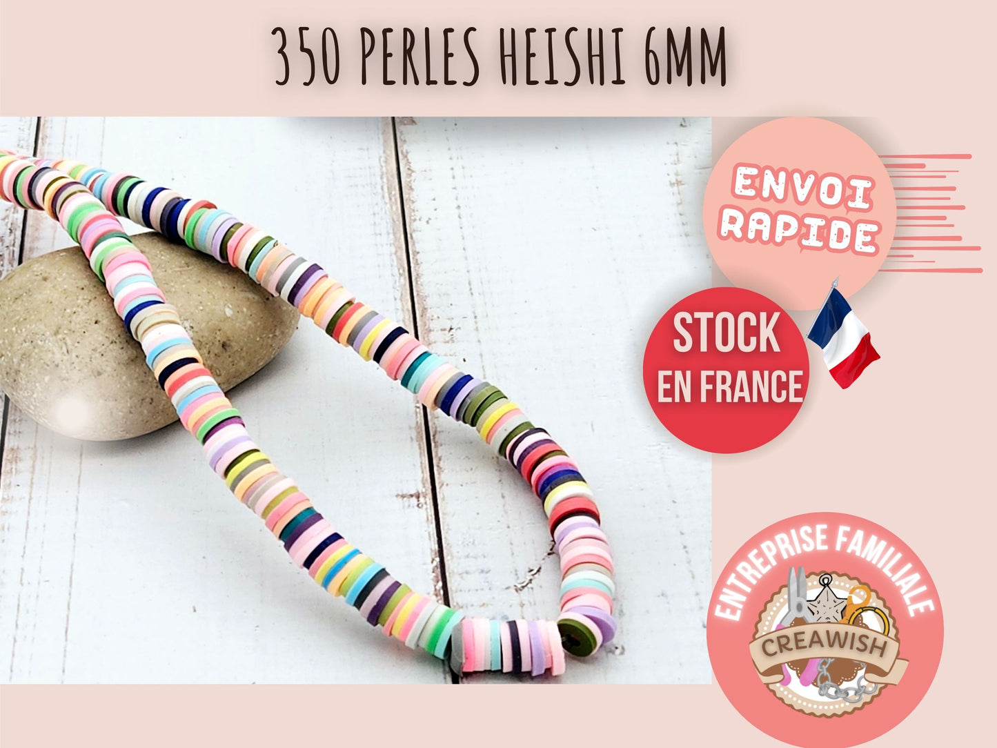 350 perles heishi multicolores 6mm