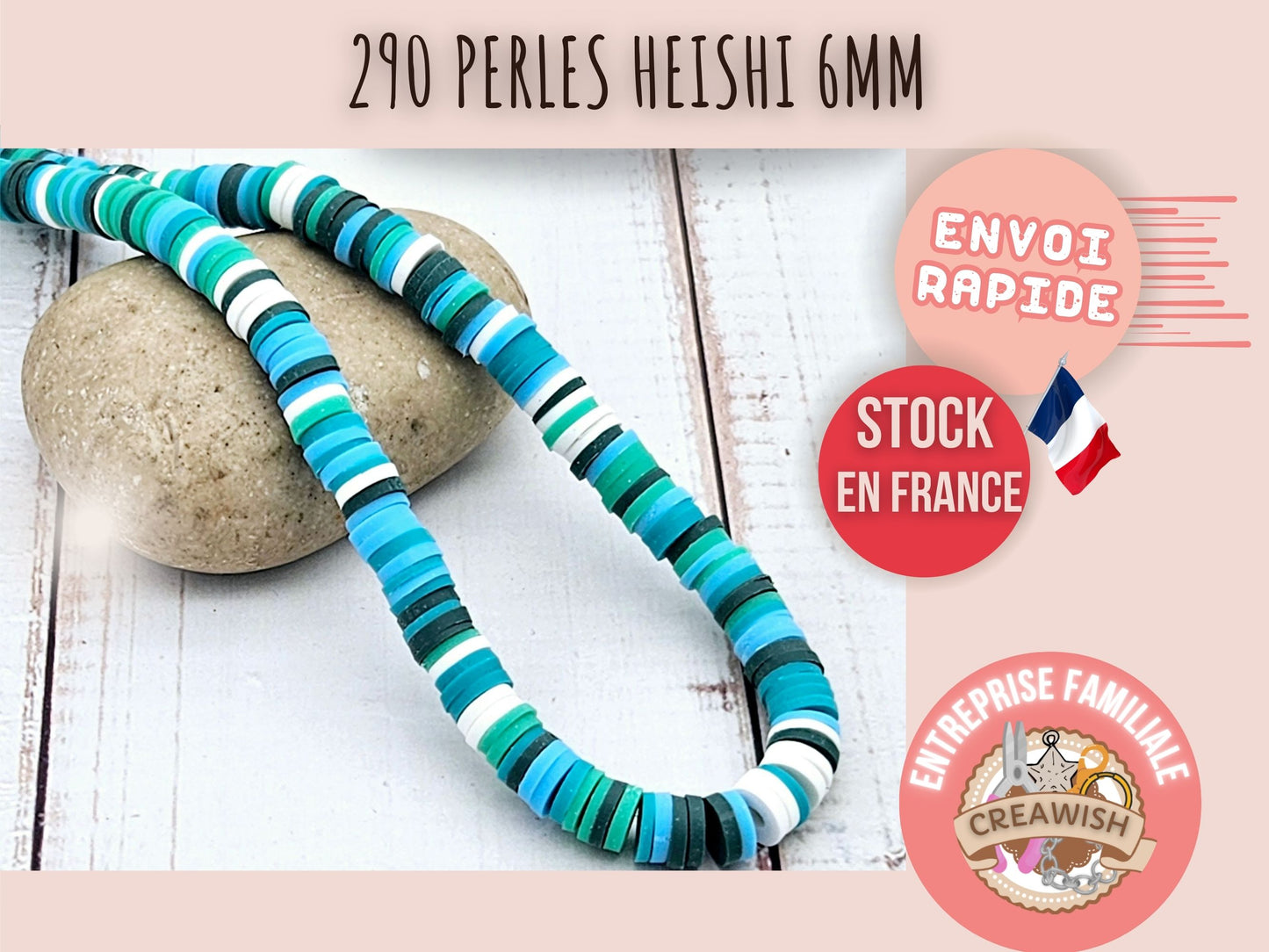 290 perles heishi tons turquoise vert 6mm