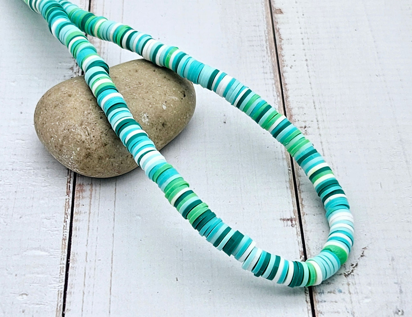 360 perles heishi tons vert et turquoise 6mm