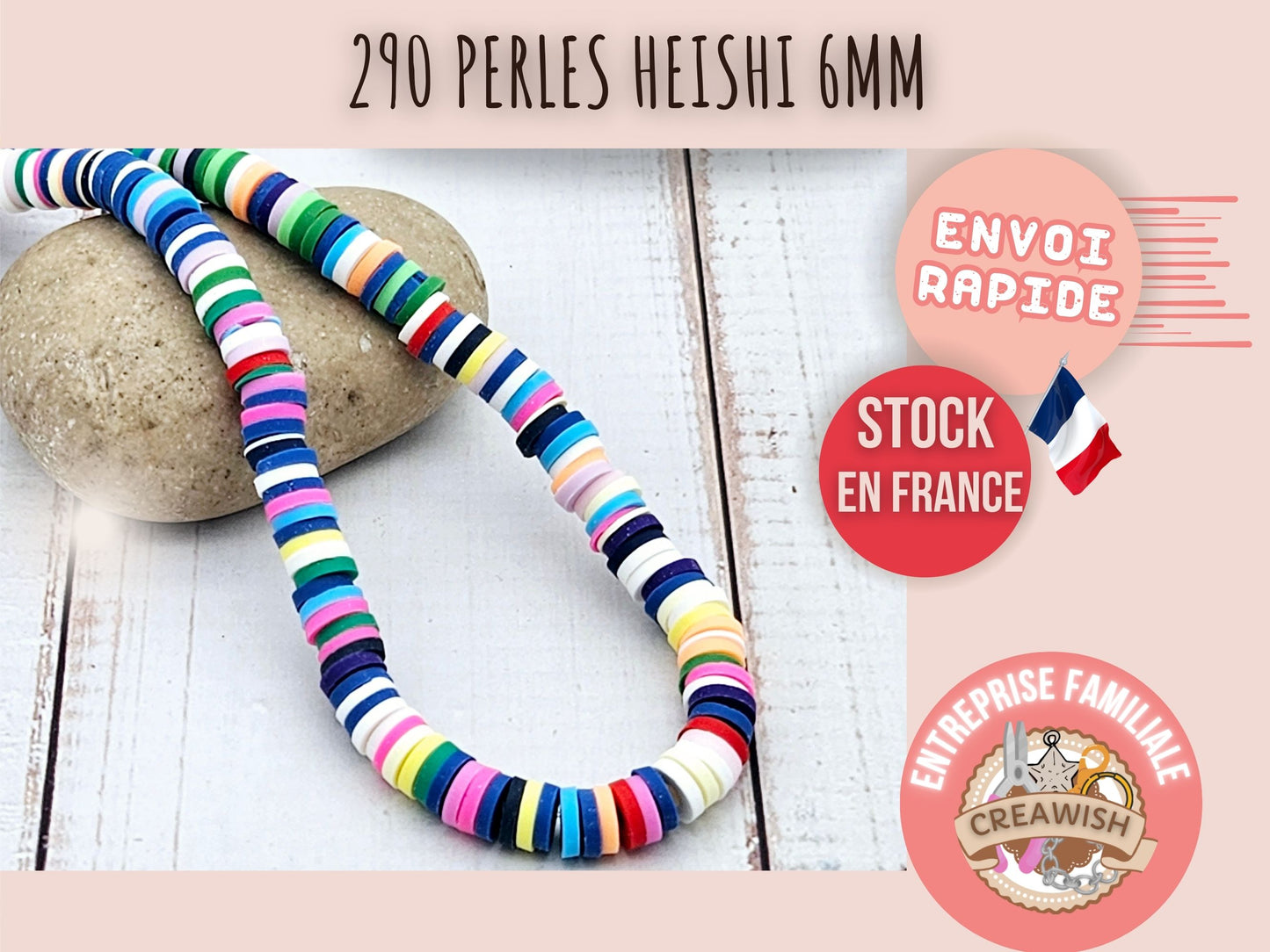 290 perles heishi tons multicolores foncés 6mm