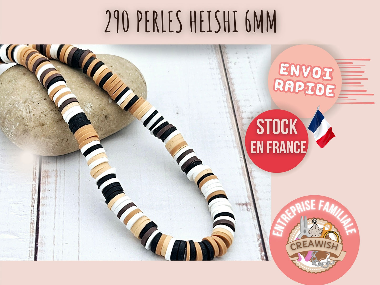 290 perles heishi tons marron café 6mm