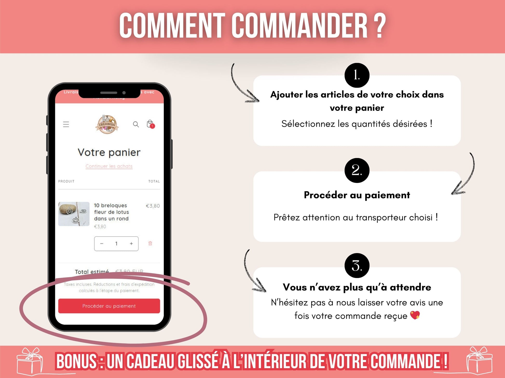 comment commander chez creawish