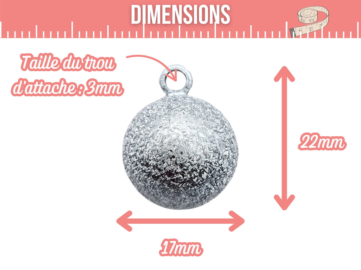 2 pendentifs bola texturé bille sonore argent