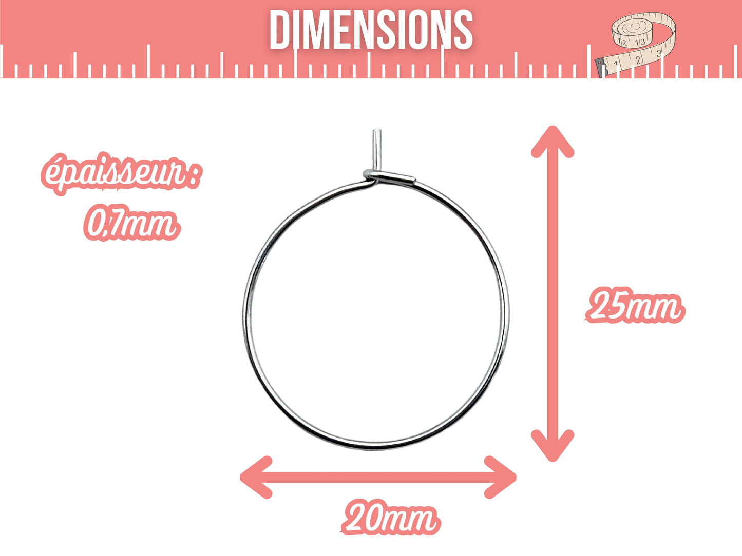 10 créoles rondes 20mm acier inoxydable