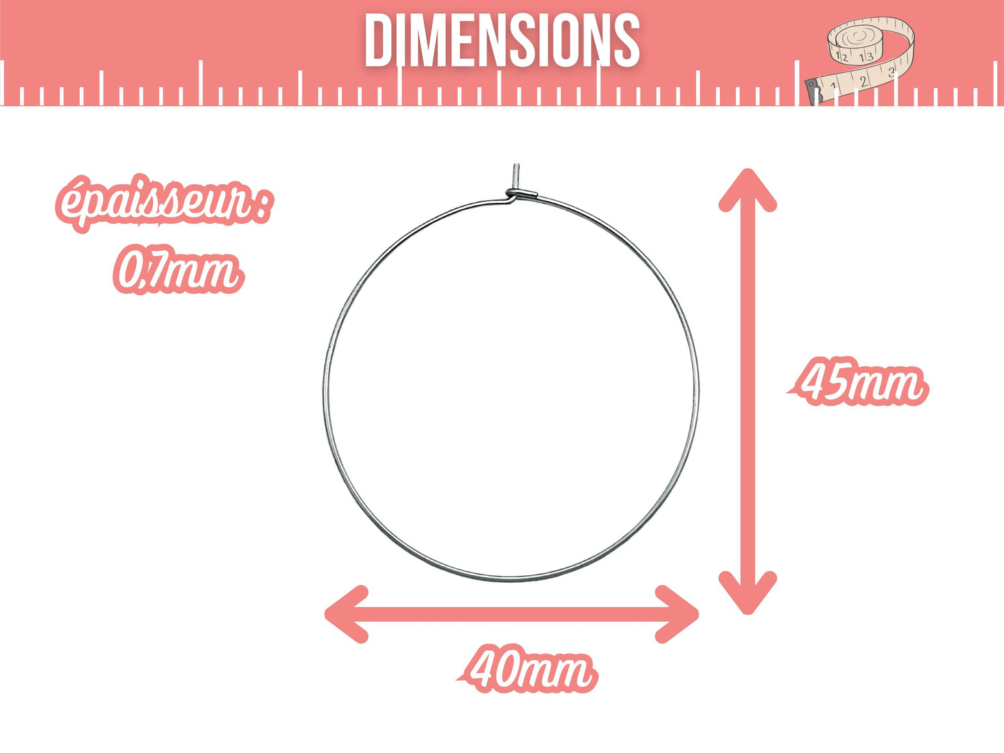10 créoles rondes 40mm acier inoxydable