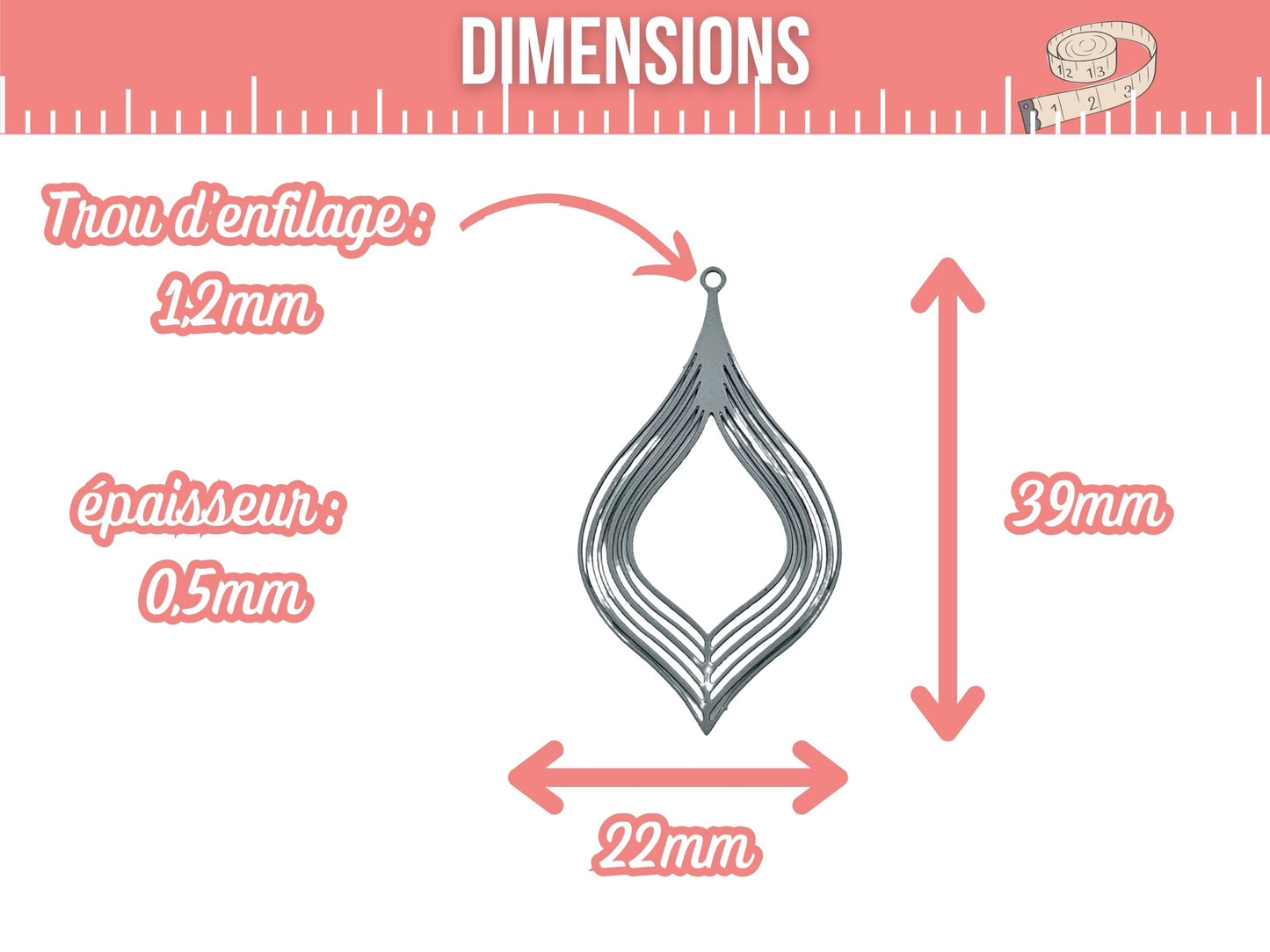 10 estampes feuilles grises acier inoxydable