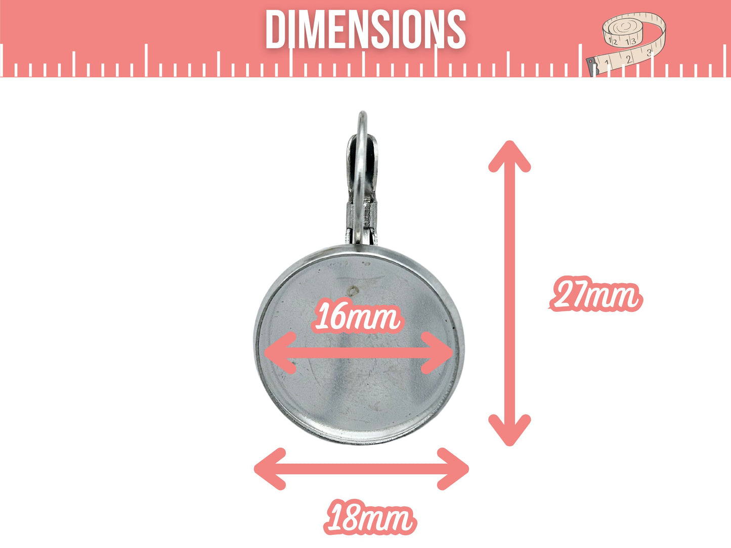 10 dormeuses acier inoxydable plateau cabochon 16mm
