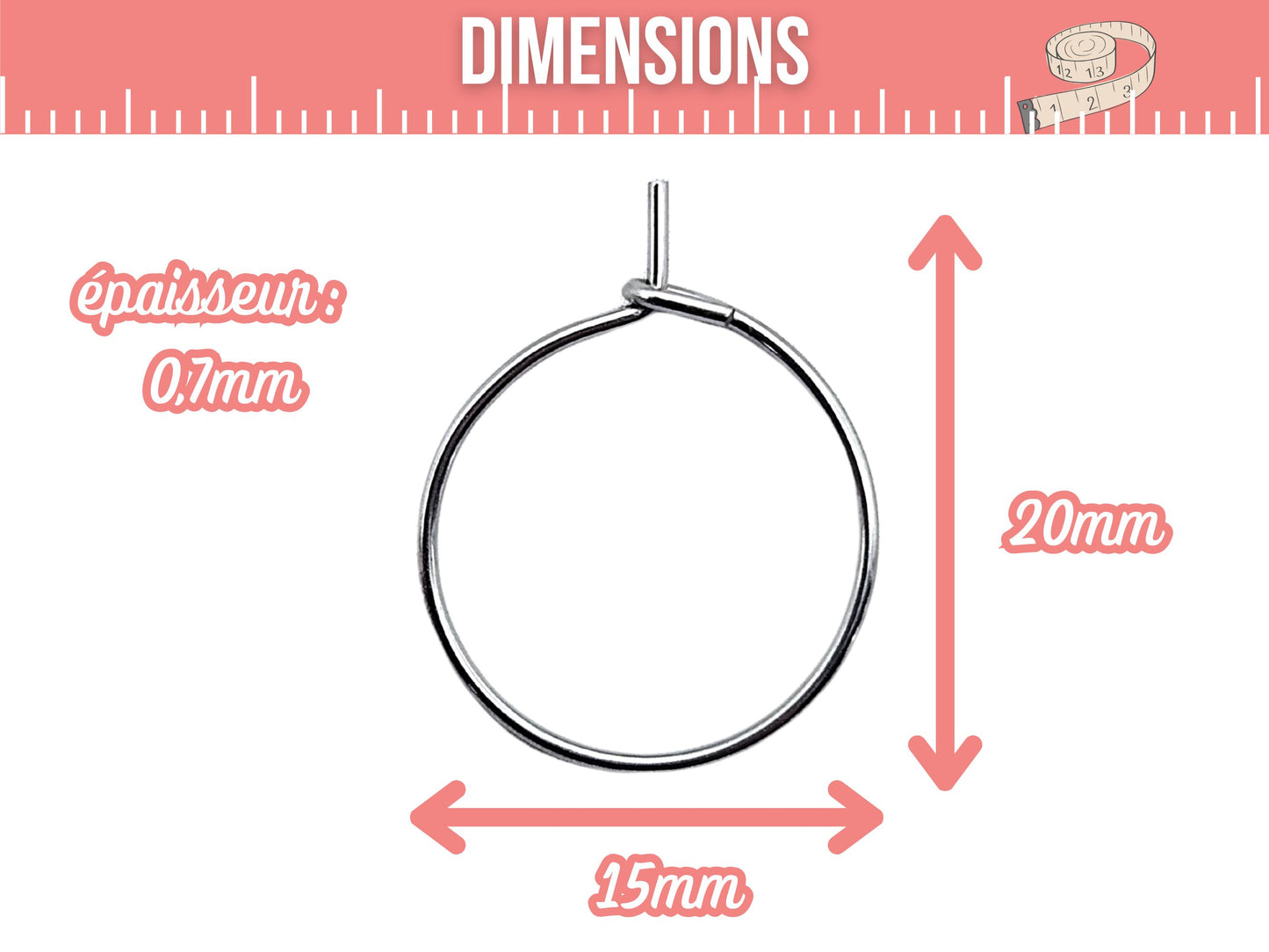 10 créoles rondes 15mm acier inoxydable