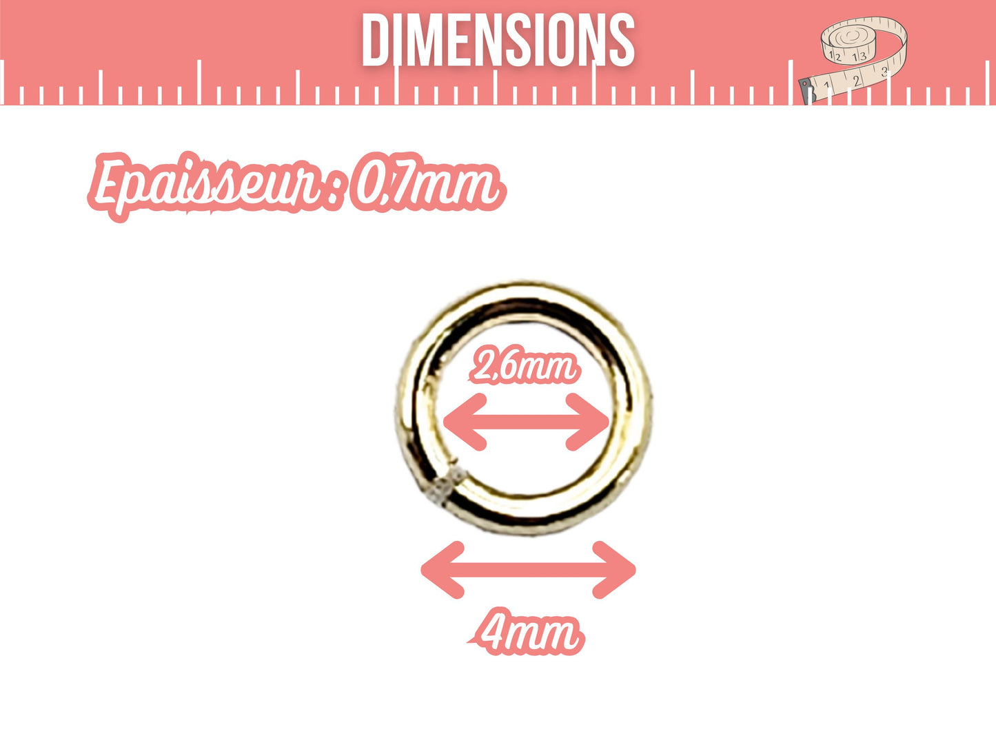 50 anneaux de jonction 4mm couleur or