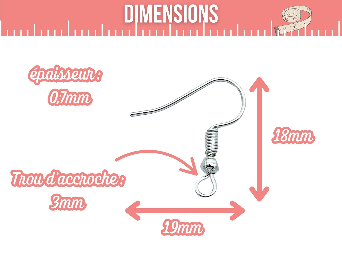 190 crochets d'oreilles argent clair