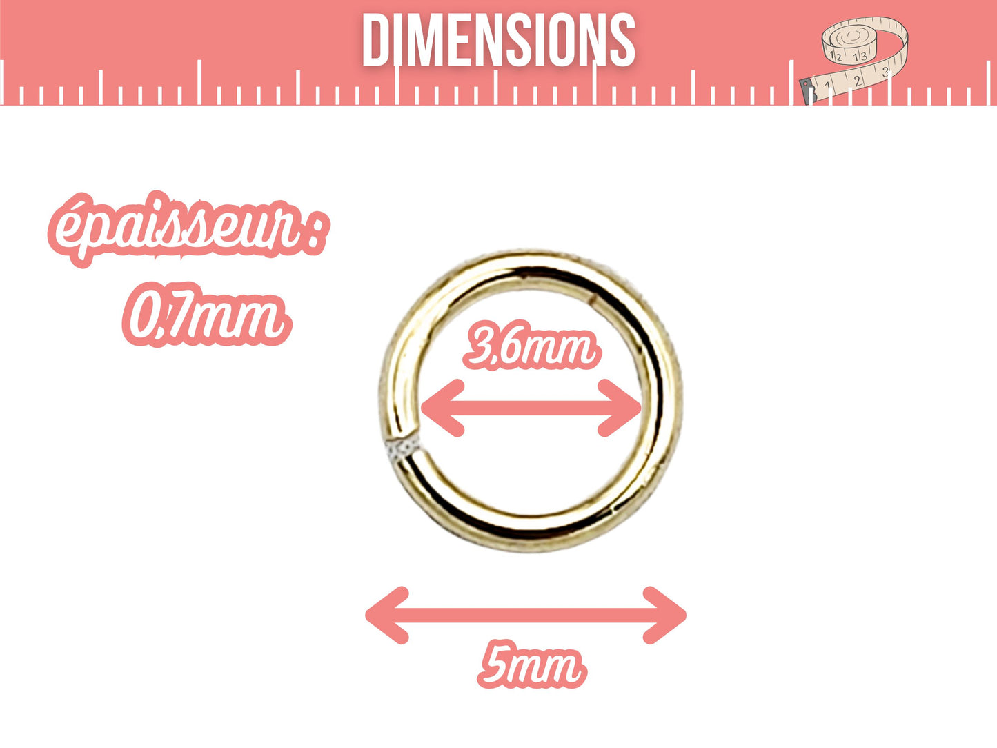 50 anneaux de jonction 5mm couleur or doré