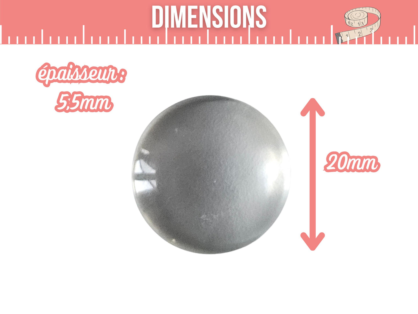 20 cabochons en verre 20mm