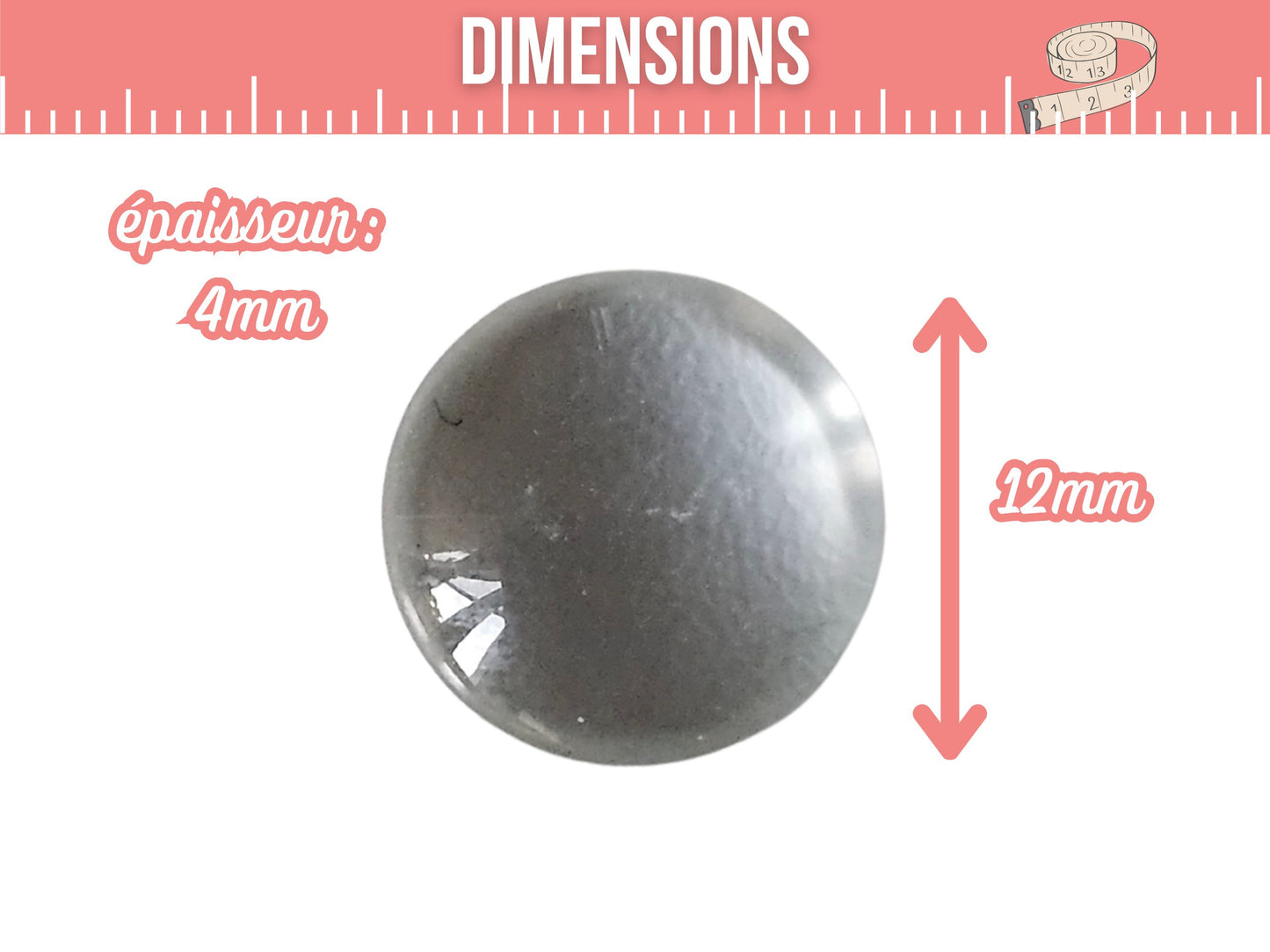 20 cabochons en verre 12mm