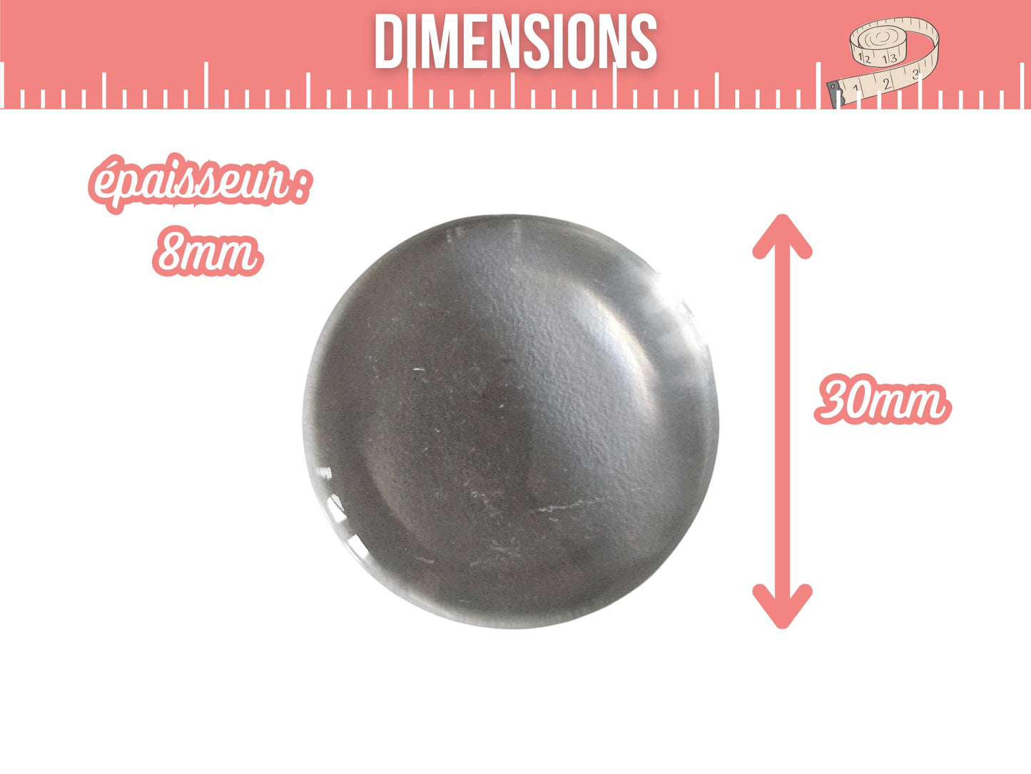 10 cabochons en verre 30mm