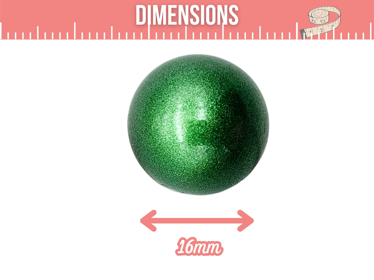 2 perles sonores 16mm couleur vert métallisé création bolas de grossesse