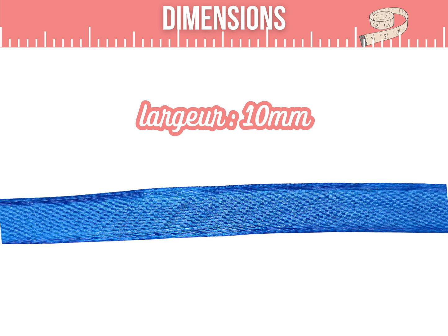Ruban satin bleu 22 mètres – Largeur 10 mm